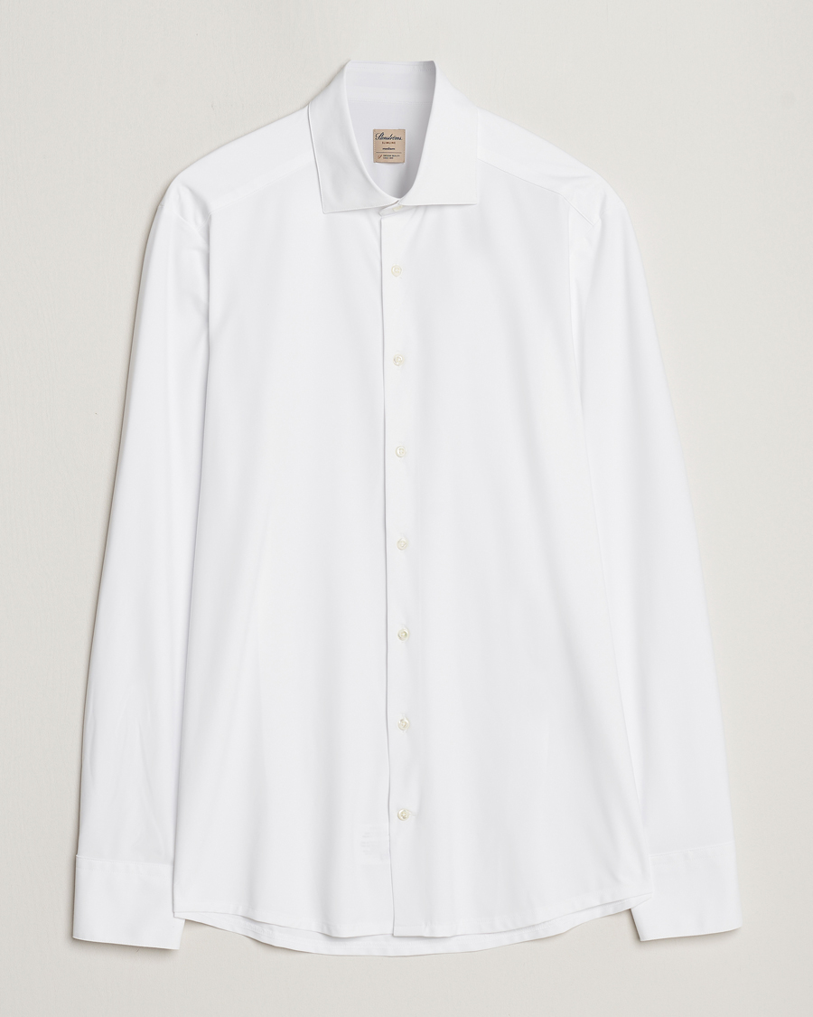 Herren | Hemden | Stenströms | Slimline Cut Away 4-Way Stretch Shirt White