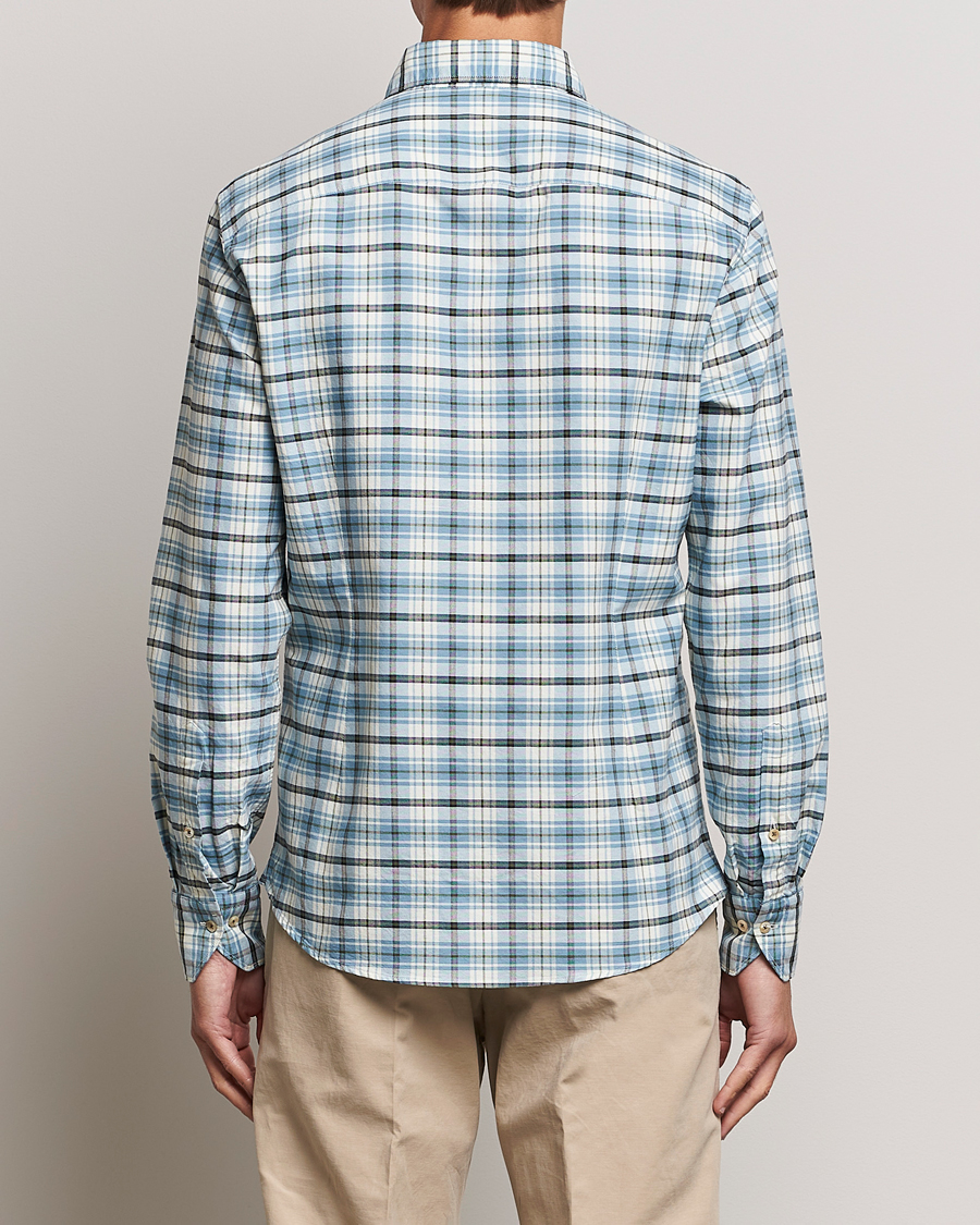 Herren | Hemden | Stenströms | Slimline Checked Oxford Cut Away Shirt Light Blue