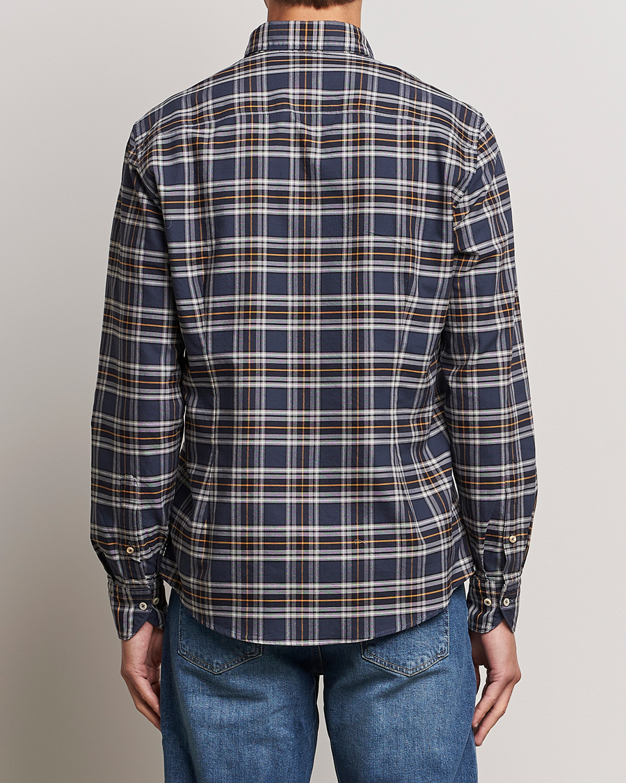 Herren | Hemden | Stenströms | Slimline Checked Oxford Cut Away Shirt Blue