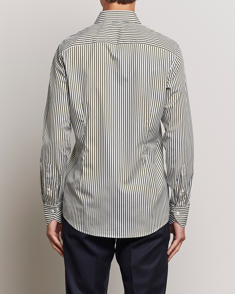 Herren | Hemden | Stenströms | Slimline Striped Popline Cut Away Shirt Green