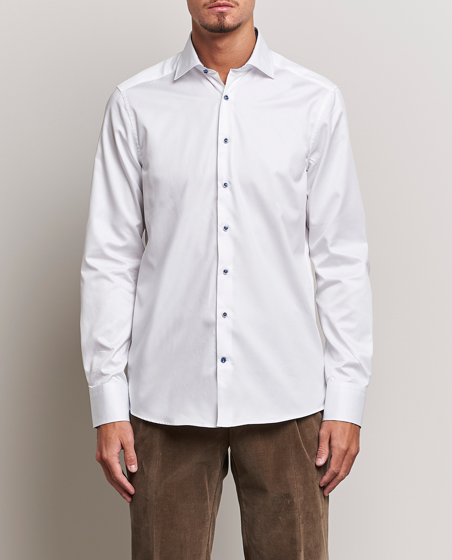 Herren | Hemden | Stenströms | Slimline Contrast Cut Away Shirt White