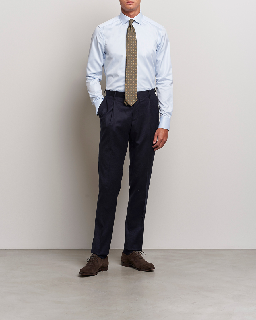 Herren | Hemden | Stenströms | Slimline Contrast Cut Away Shirt Light Blue