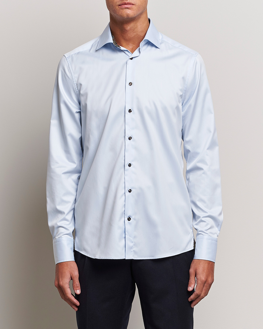 Herren | Hemden | Stenströms | Slimline Contrast Cut Away Shirt Light Blue