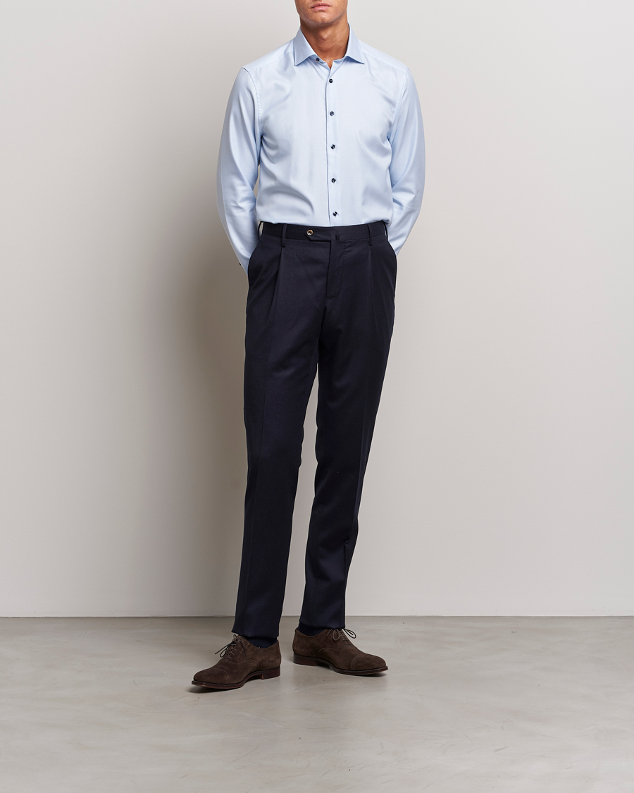 Herren | Hemden | Stenströms | Slimline Micro Structure Contrast Shirt Blue