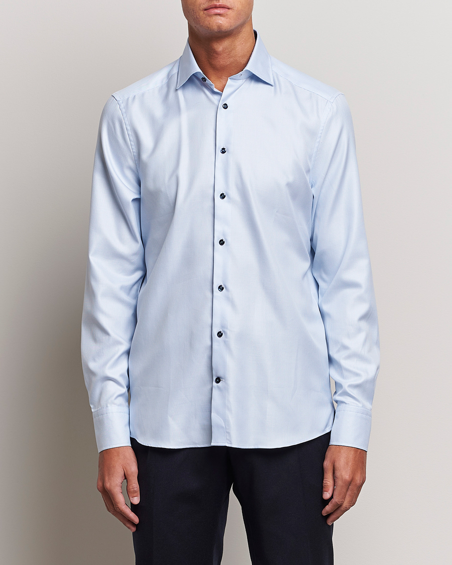 Herren | Hemden | Stenströms | Slimline Micro Structure Contrast Shirt Blue