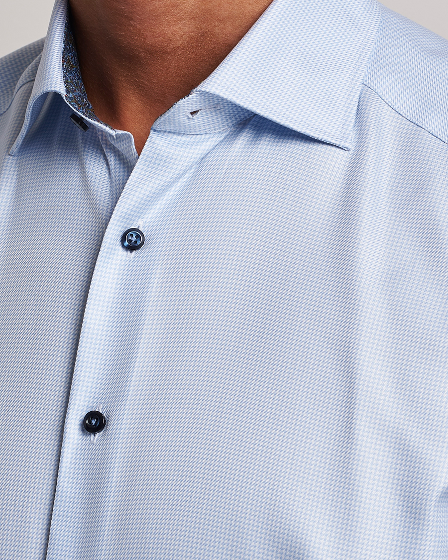 Herren | Hemden | Stenströms | Slimline Micro Structure Contrast Shirt Blue