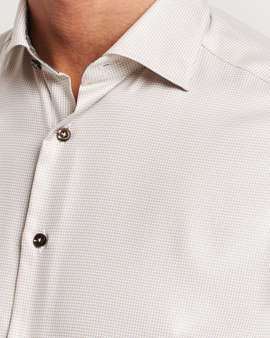 Herren | Hemden | Stenströms | Slimline Micro Structure Contrast Shirt Beige