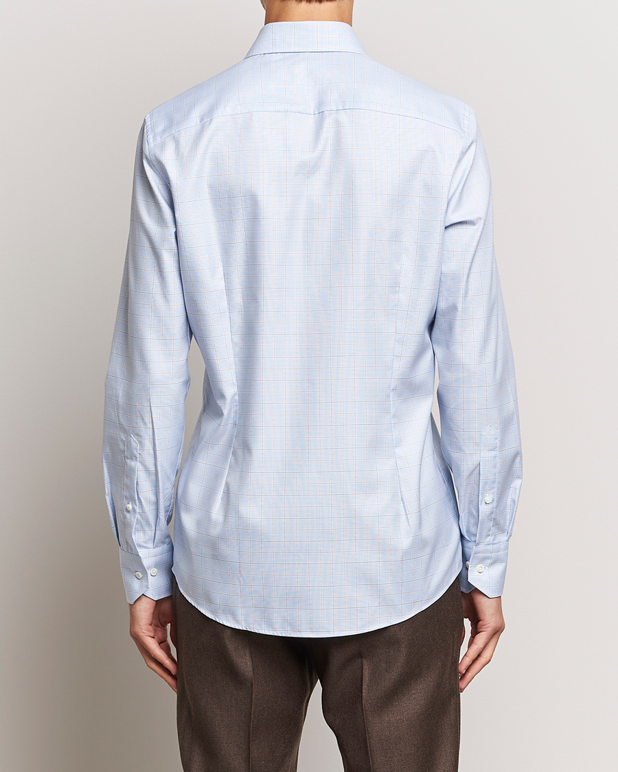 Herren | Hemden | Stenströms | Slimline Houndstooth Checked Cut Away Shirt Blue