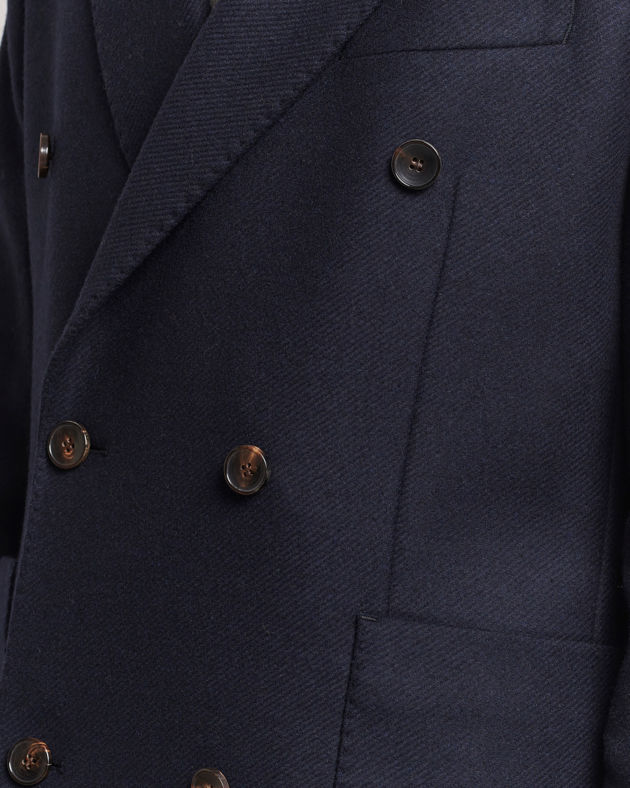 Herren | Jacken | Morris | Double Breasted Herringbone Wool Coat Navy