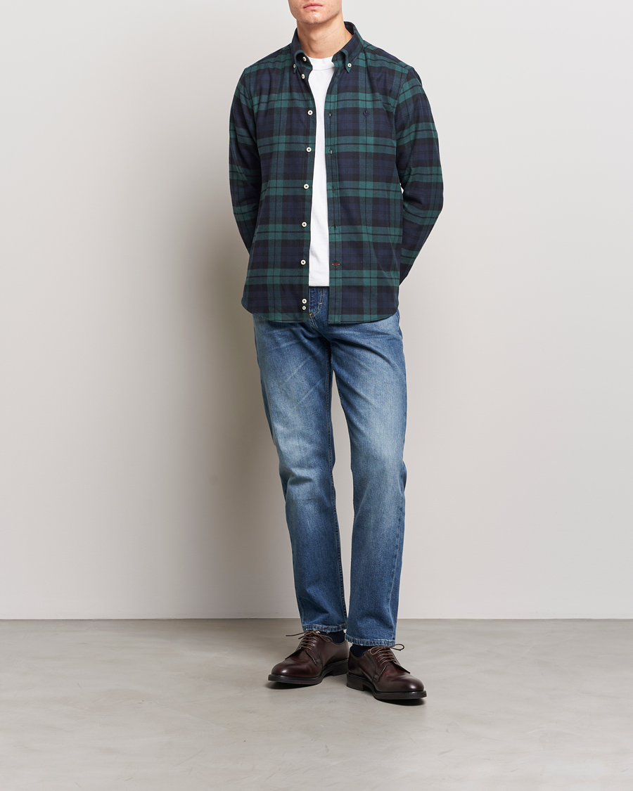 Herren | Hemden | Morris | Brushed Tartan Shirt Navy
