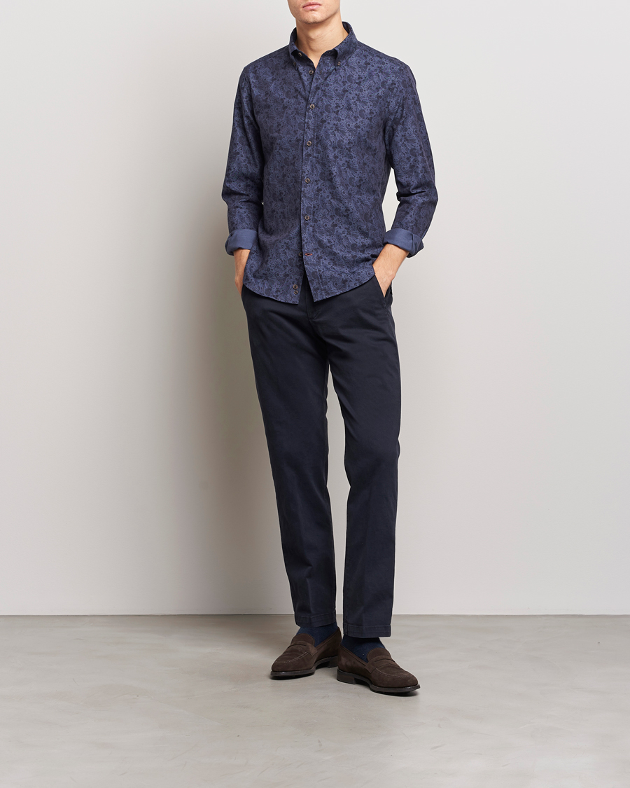 Herren | Hemden | Morris | Printed Flower Shirt Navy