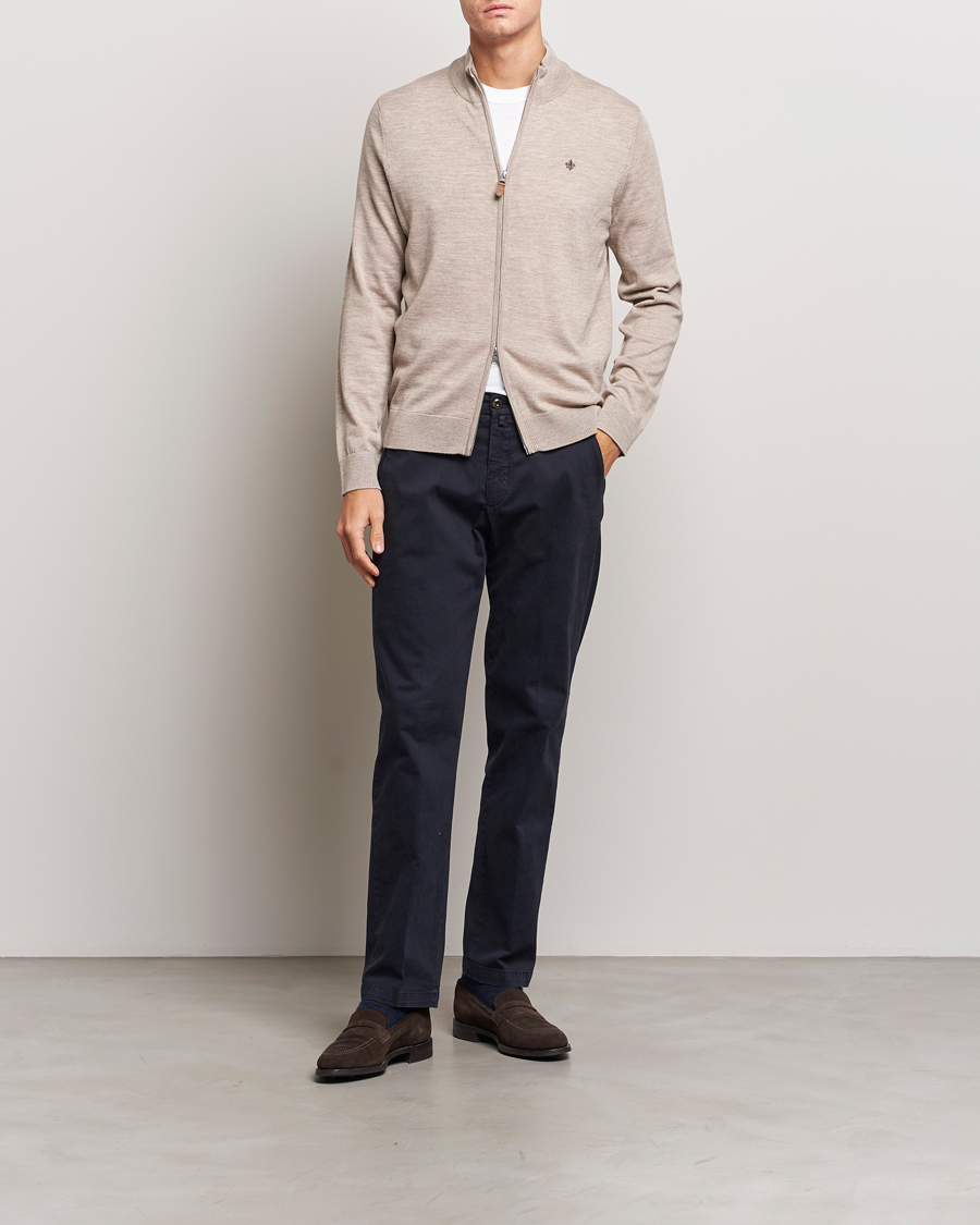 Herren | Pullover | Morris | Merino Zip Cardigan Khaki