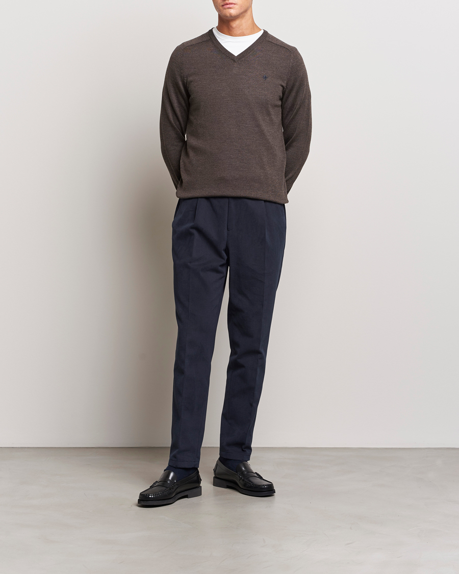 Herren | Pullover | Morris | Merino V-neck Brown