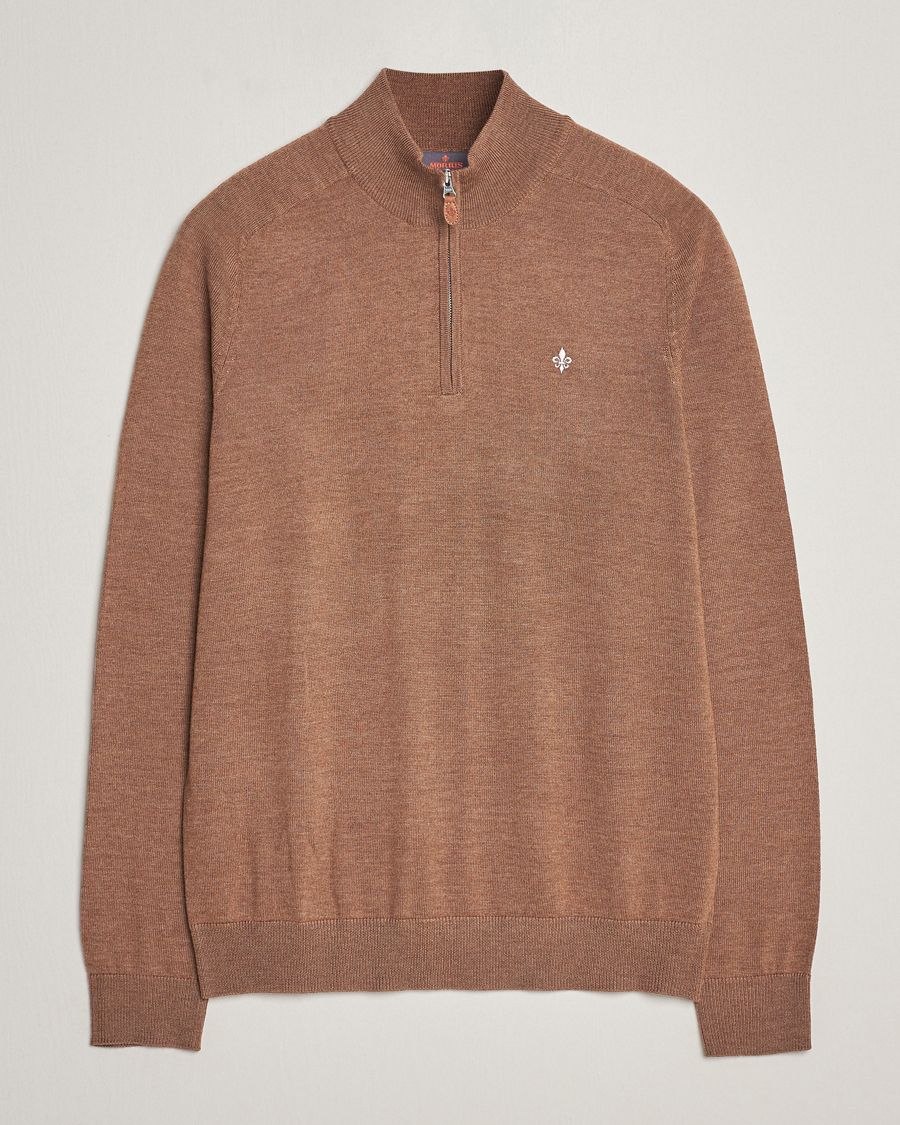 Herren | Pullover | Morris | John Merino Half Zip Camel