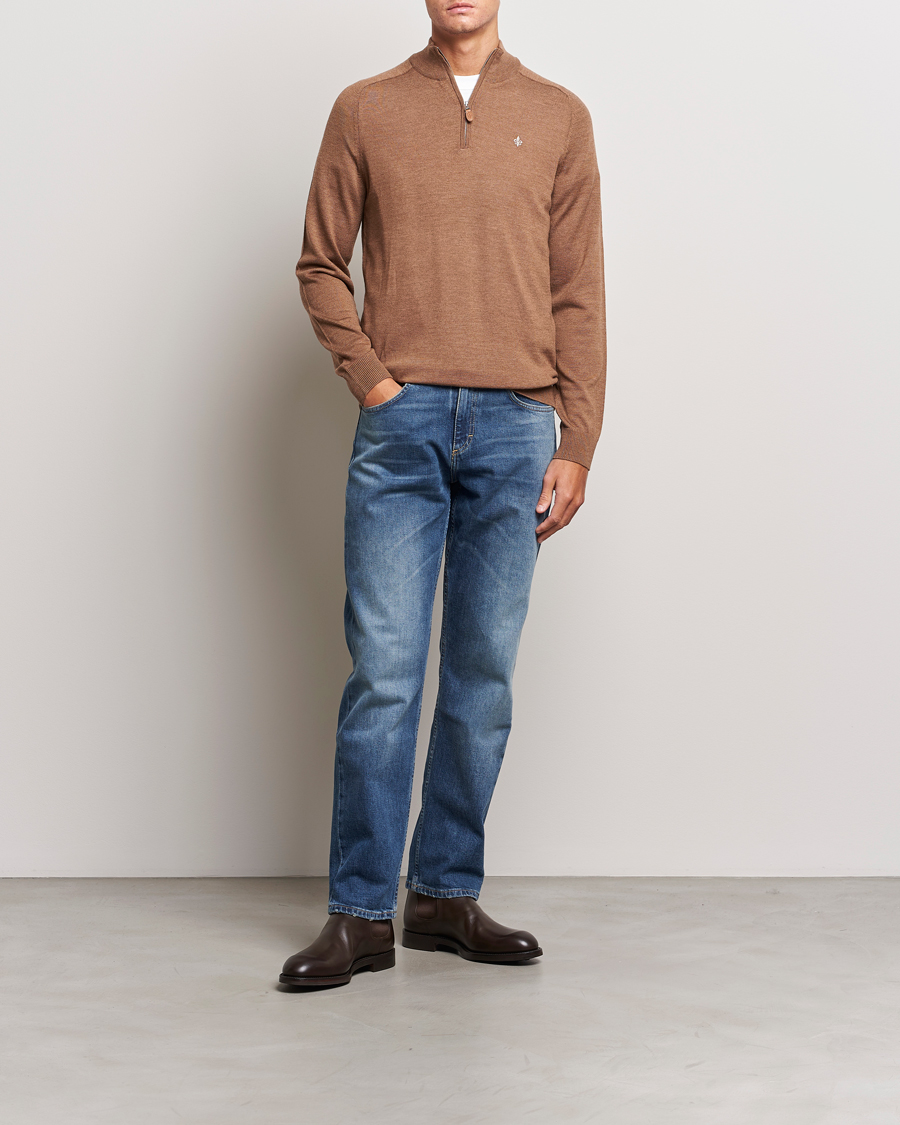Herren | Pullover | Morris | John Merino Half Zip Camel