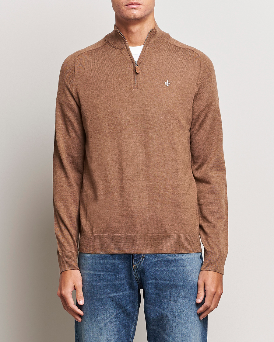Herren | Pullover | Morris | John Merino Half Zip Camel