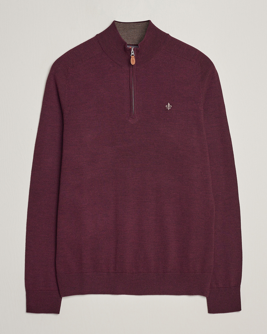 Herren | Pullover | Morris | John Merino Half Zip Wine Red