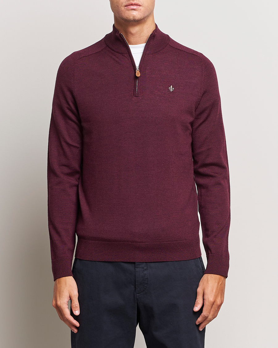 Herren | Pullover | Morris | John Merino Half Zip Wine Red