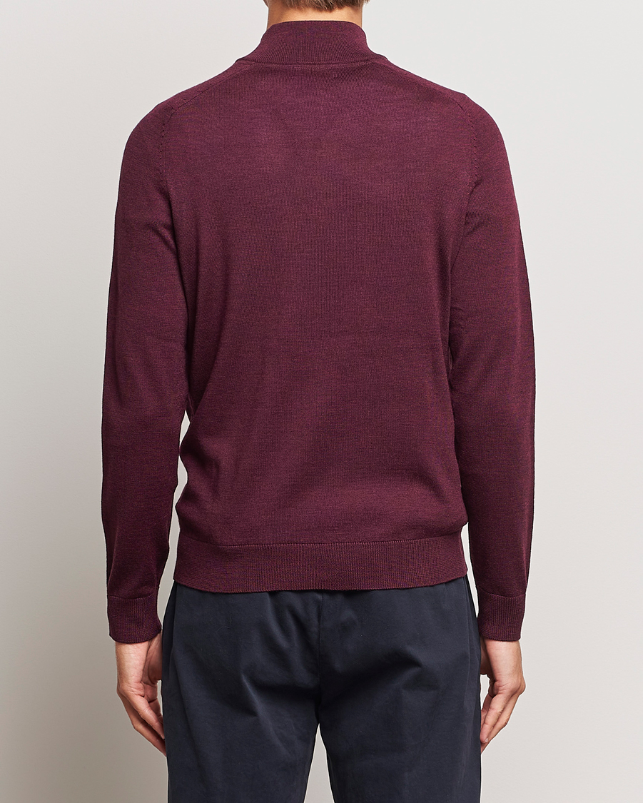Herren | Pullover | Morris | John Merino Half Zip Wine Red