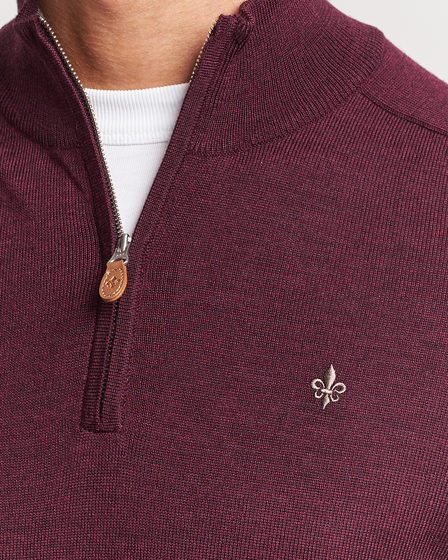 Herren | Pullover | Morris | John Merino Half Zip Wine Red