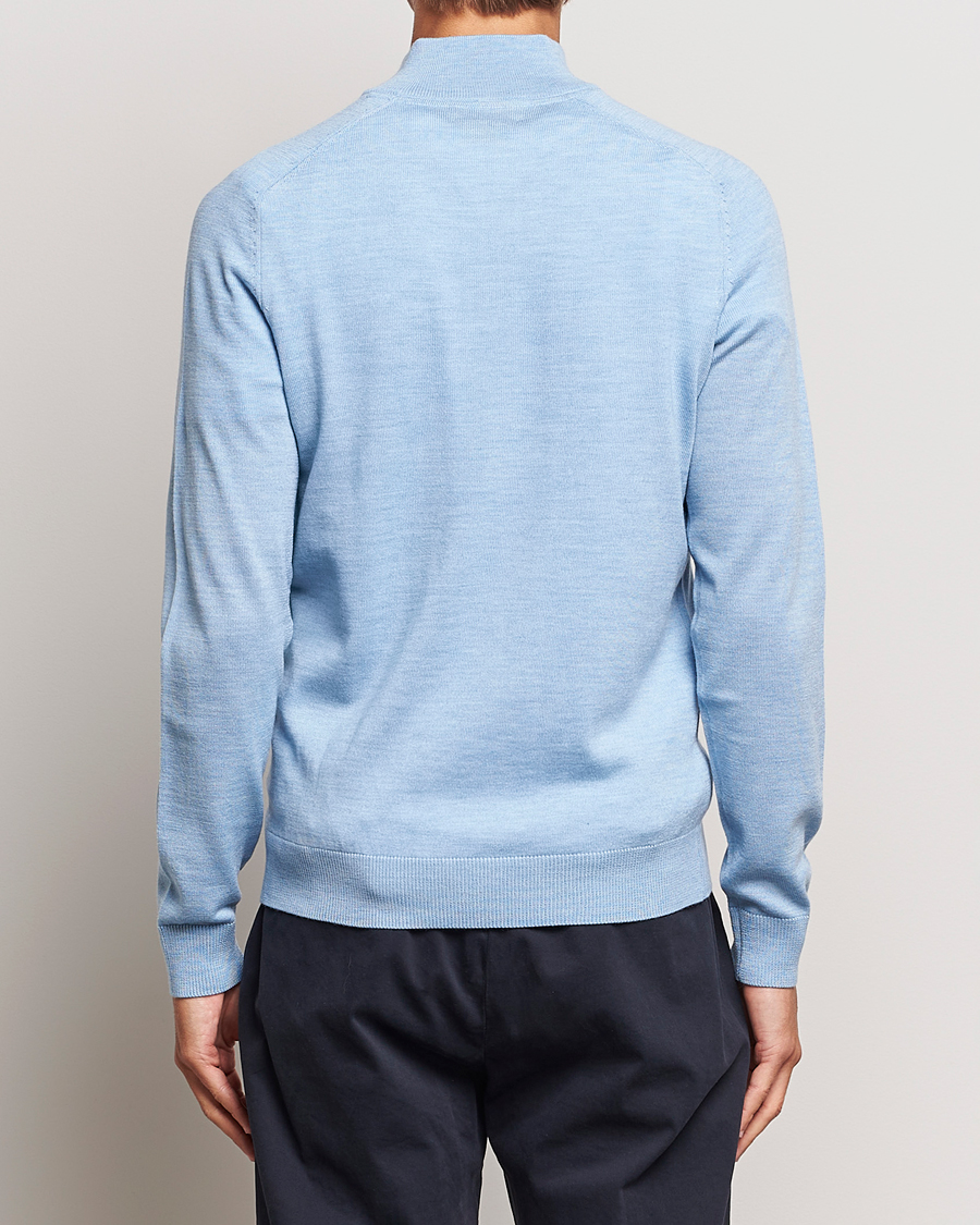 Herren | Pullover | Morris | John Merino Half Zip Light Blue