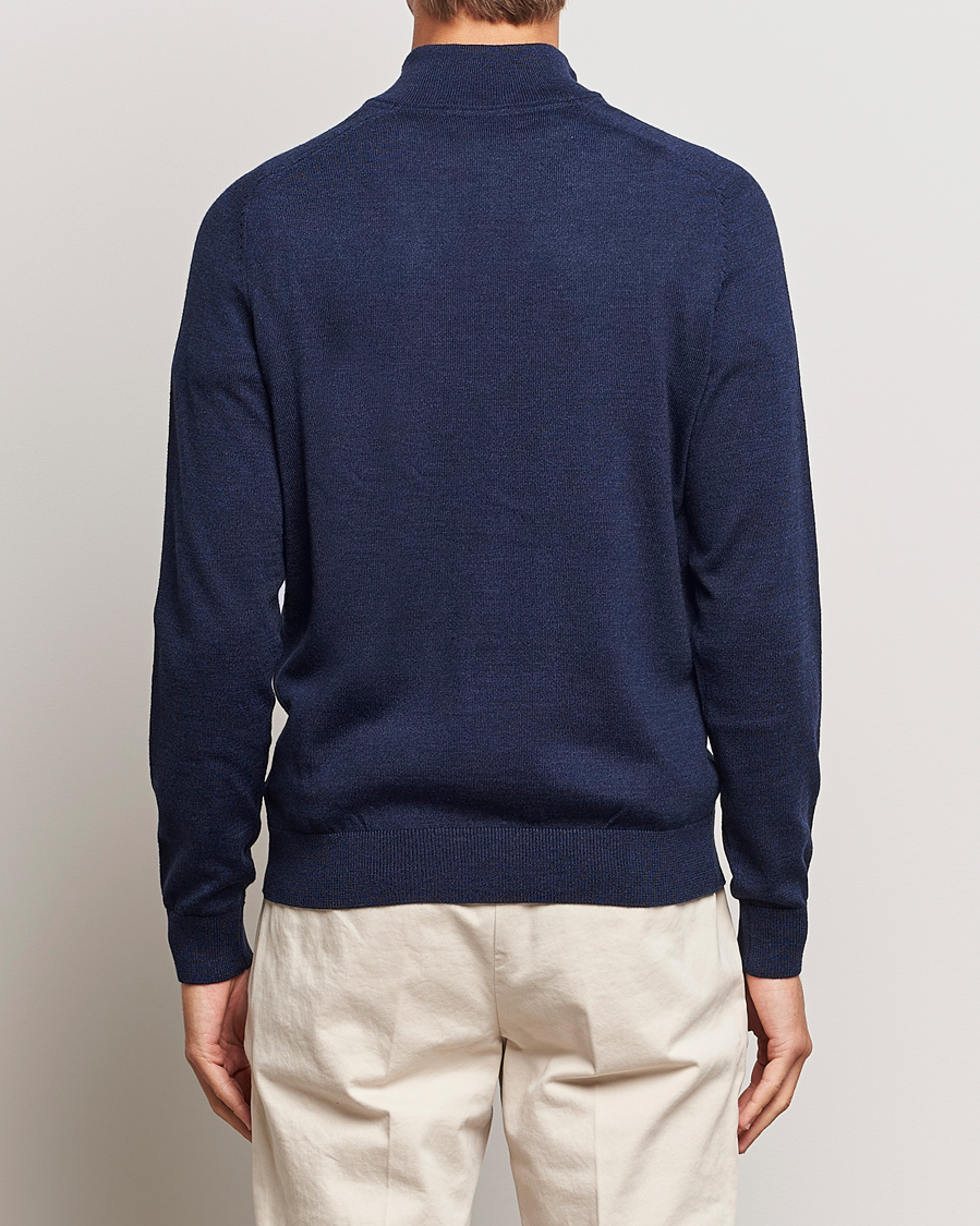Herren | Pullover | Morris | John Merino Half Zip Blue