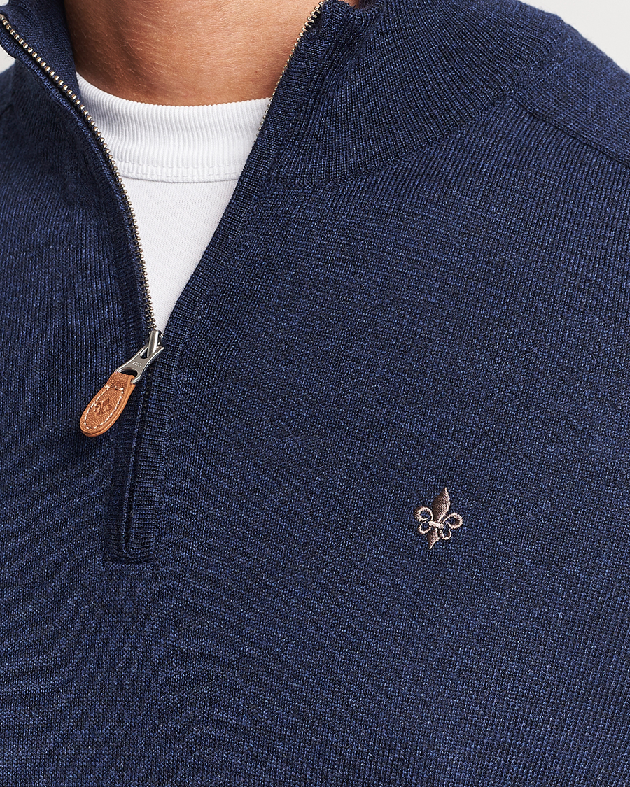 Herren | Pullover | Morris | John Merino Half Zip Blue