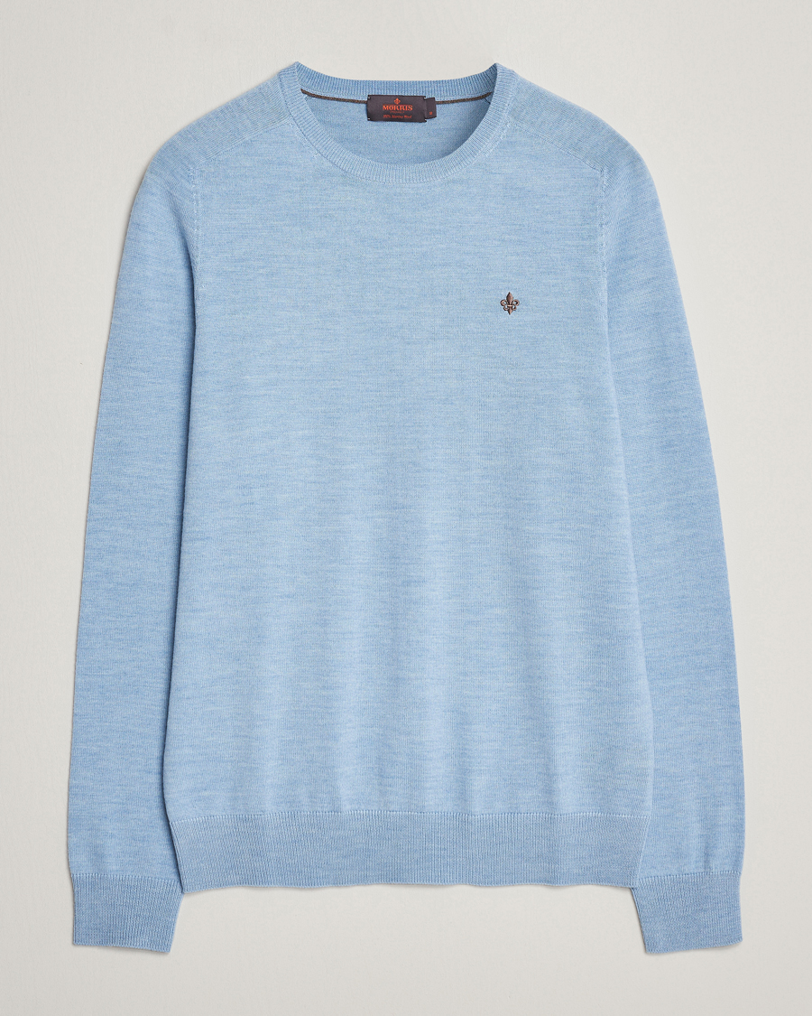 Herren | Pullover | Morris | Merino Crew Neck Pullover Light Blue
