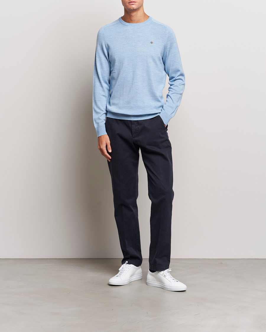 Herren | Pullover | Morris | Merino Crew Neck Pullover Light Blue