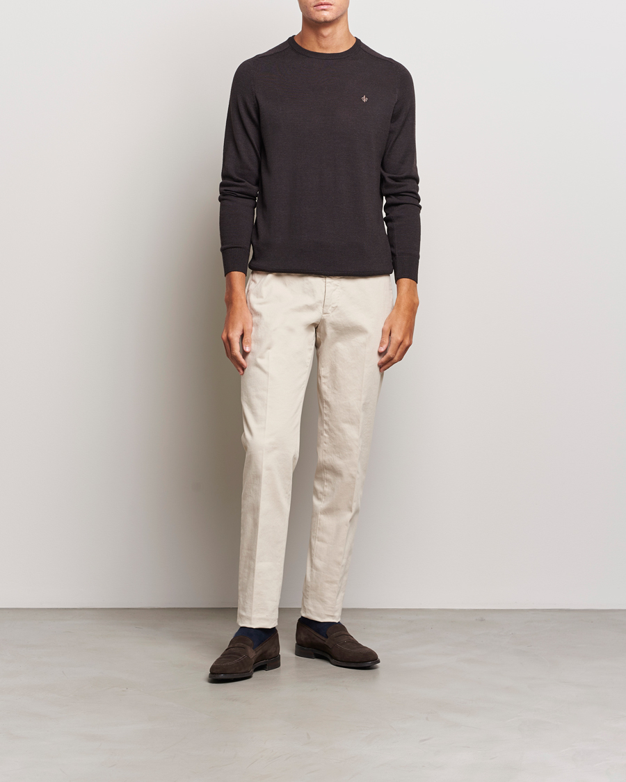 Herren | Pullover | Morris | Merino Crew Neck Pullover Brown