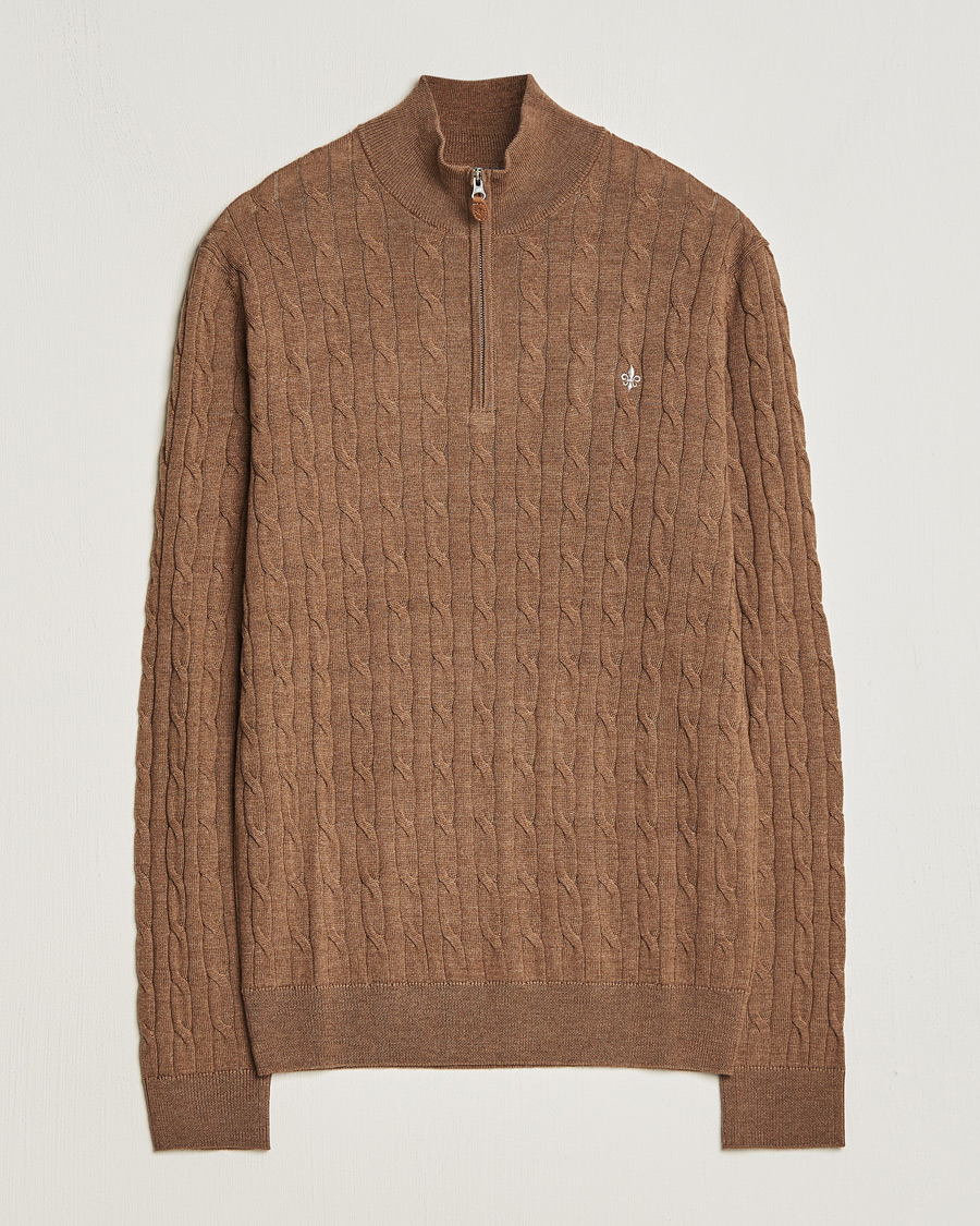 Herren | Pullover | Morris | Merino Cable Half Zip Camel