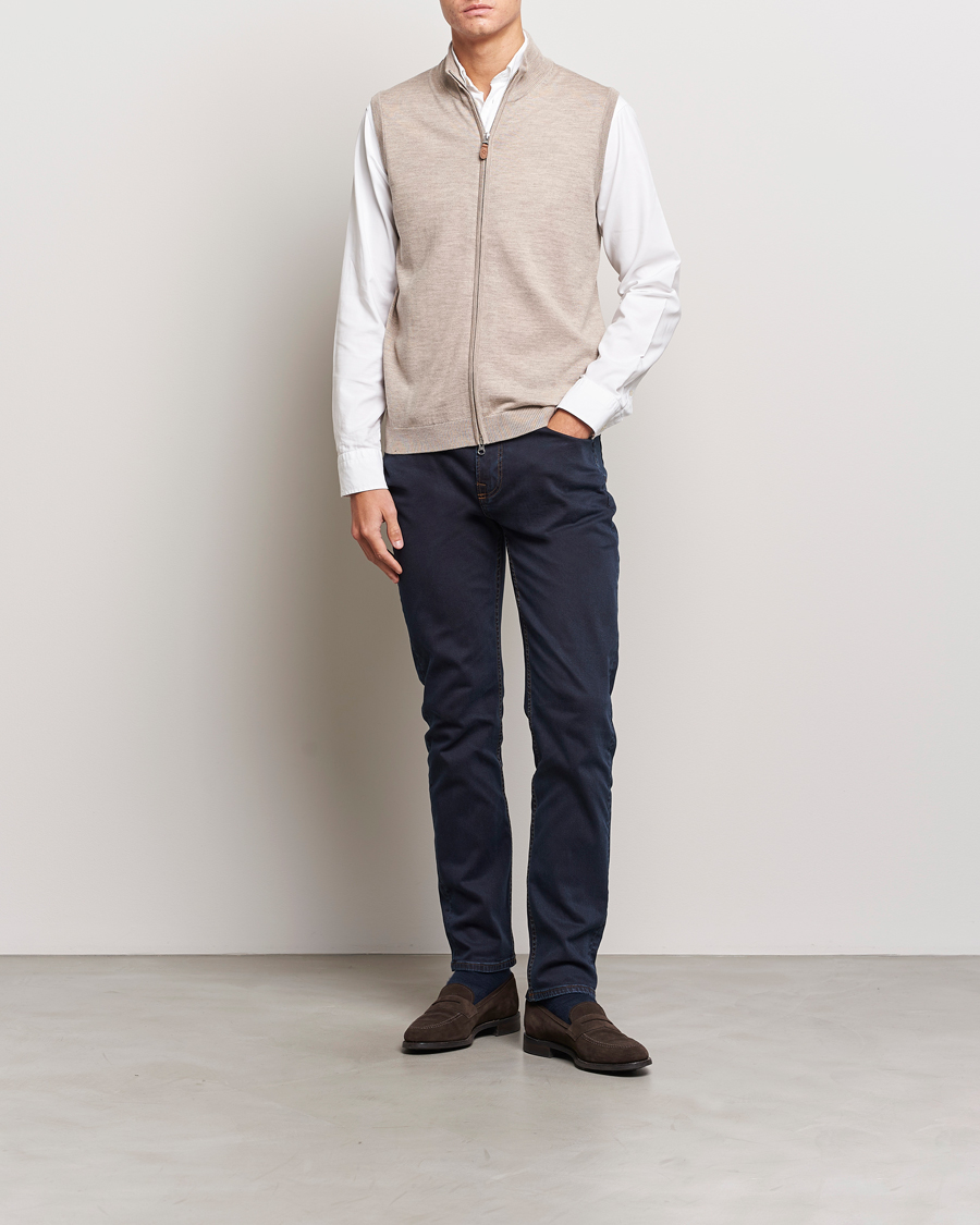 Herren | Pullover | Morris | Merino Zip Vest Khaki