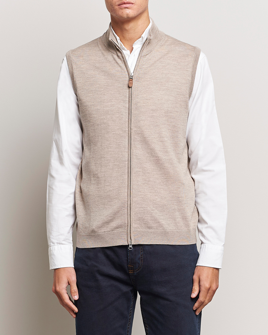 Herren | Pullover | Morris | Merino Zip Vest Khaki