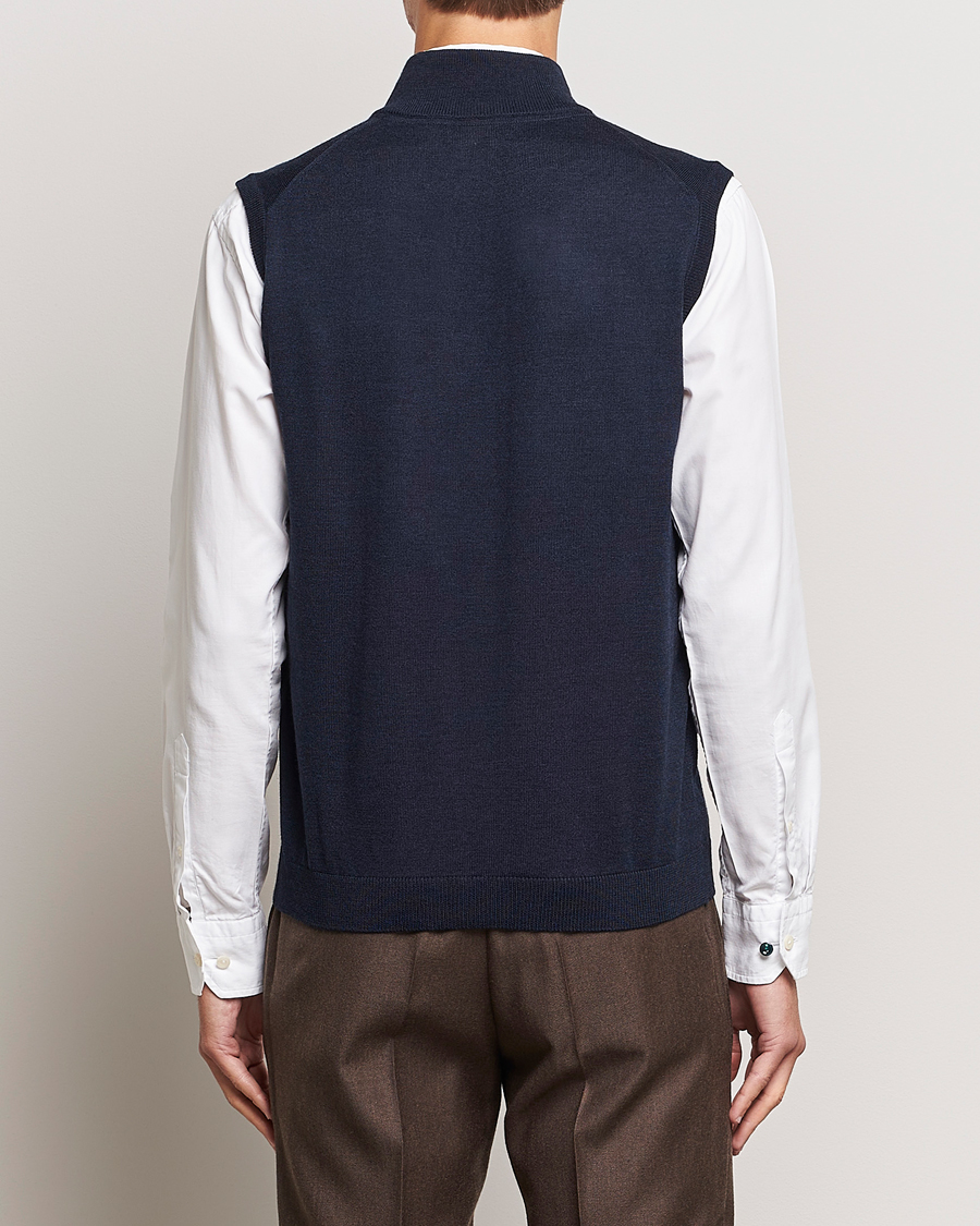 Herren | Pullover | Morris | Merino Zip Vest Navy