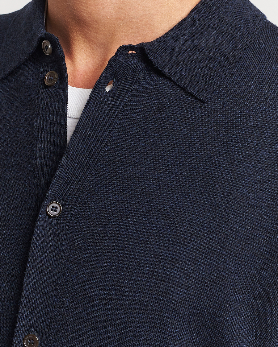 Herren | Pullover | Morris | Merino Knitted Shirt Navy