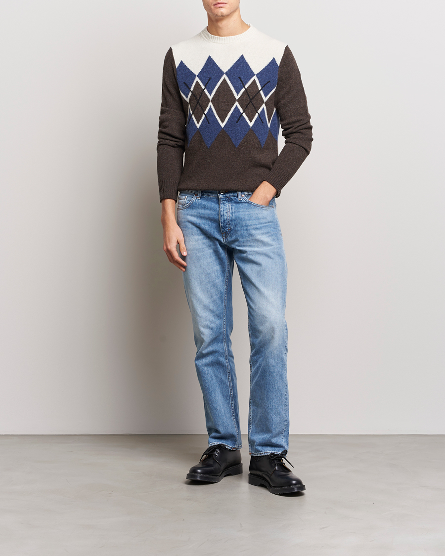 Herren | Pullover | Morris | Ayle Argyle Crew Neck Brown
