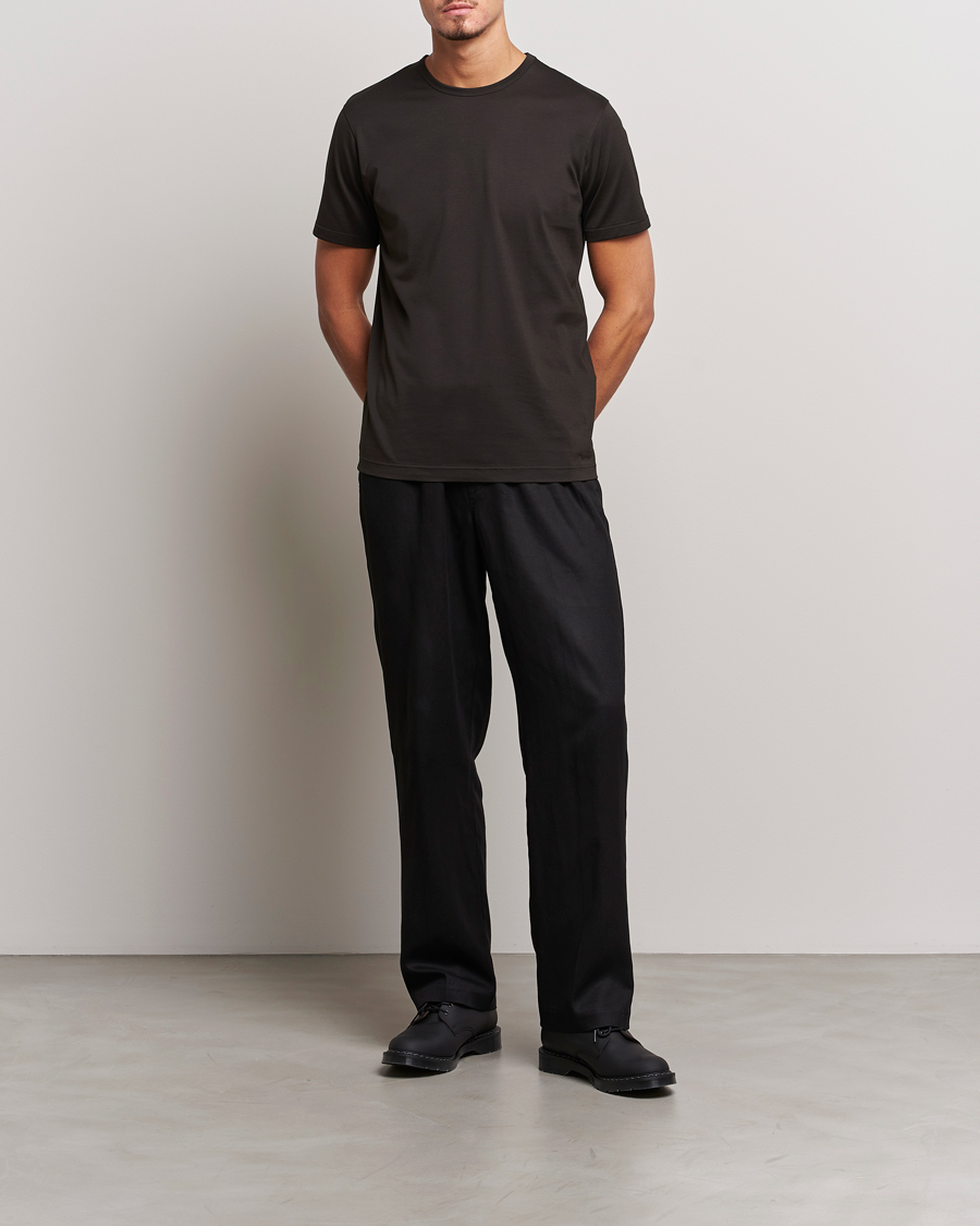 Herren | T-Shirts | Sunspel | Crew Neck Cotton Tee Coffee