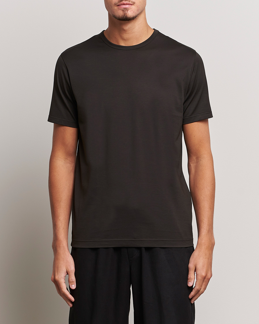 Herren | T-Shirts | Sunspel | Crew Neck Cotton Tee Coffee