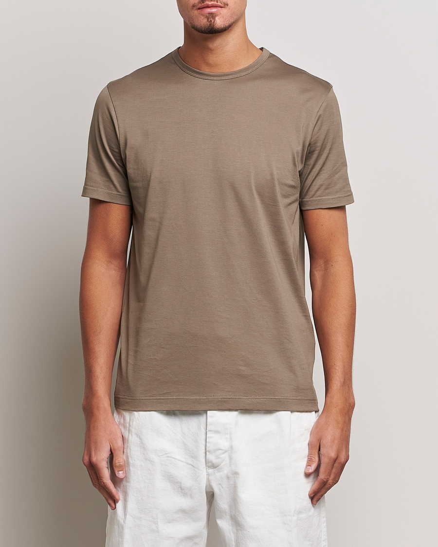 Herren | T-Shirts | Sunspel | Crew Neck Q82 Cotton T-Shirt Cedar