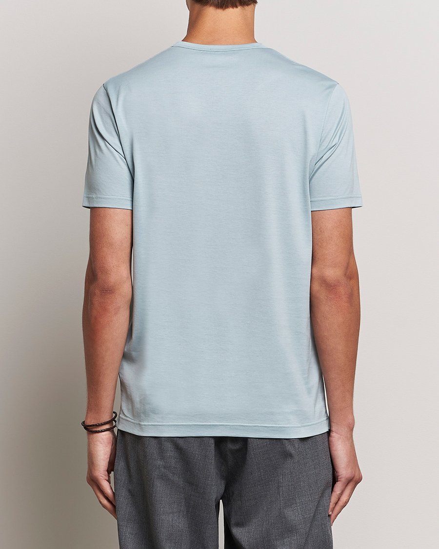 Herren | T-Shirts | Sunspel | Crew Neck Cotton Tee Blue Sage
