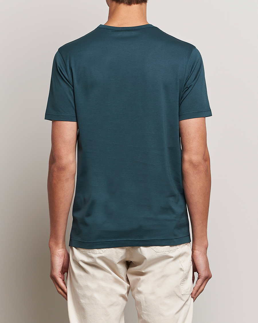 Herren | T-Shirts | Sunspel | Crew Neck Q82 Cotton T-Shirt Peacock