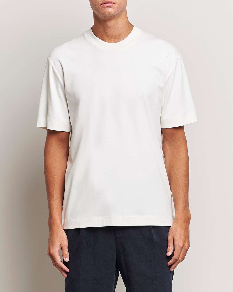 Herren | T-Shirts | Sunspel | Heavyweight Mock Neck T-Shirt Ecru