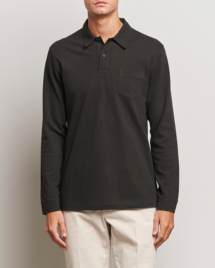 Herren | Langarm-Poloshirts | Sunspel | Long Sleeve Riviera Polo Shirt Coffee