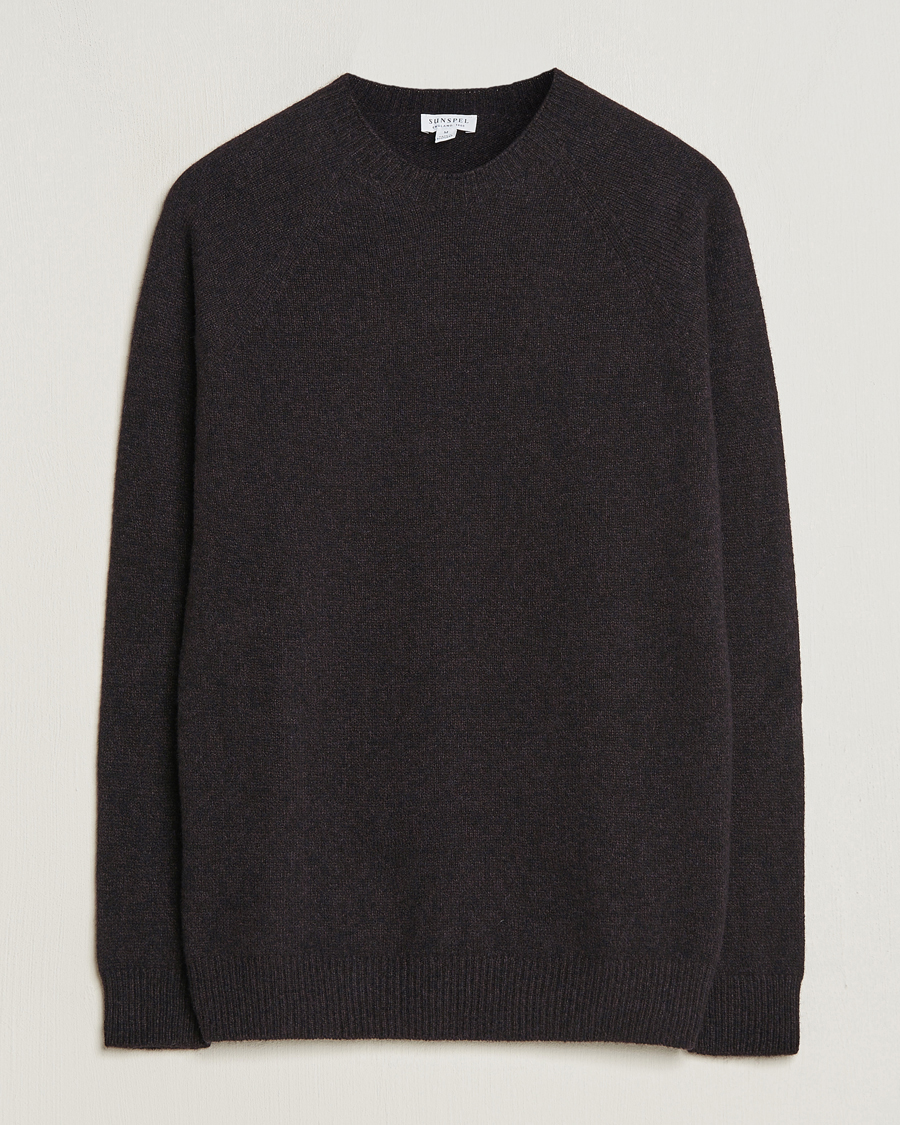 Herren | Pullover | Sunspel | Lambswool Crewneck Coffee Twist