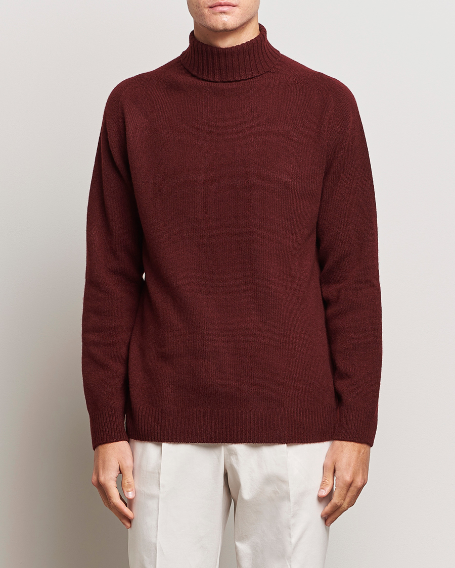 Herren | Pullover | Sunspel | Lambswool Rollneck Maroon