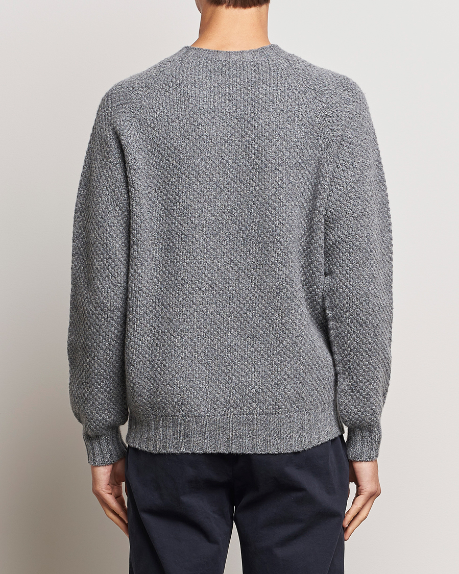 Herren | Pullover | Sunspel | Textured Lambswool Jumper Mid Grey Twist