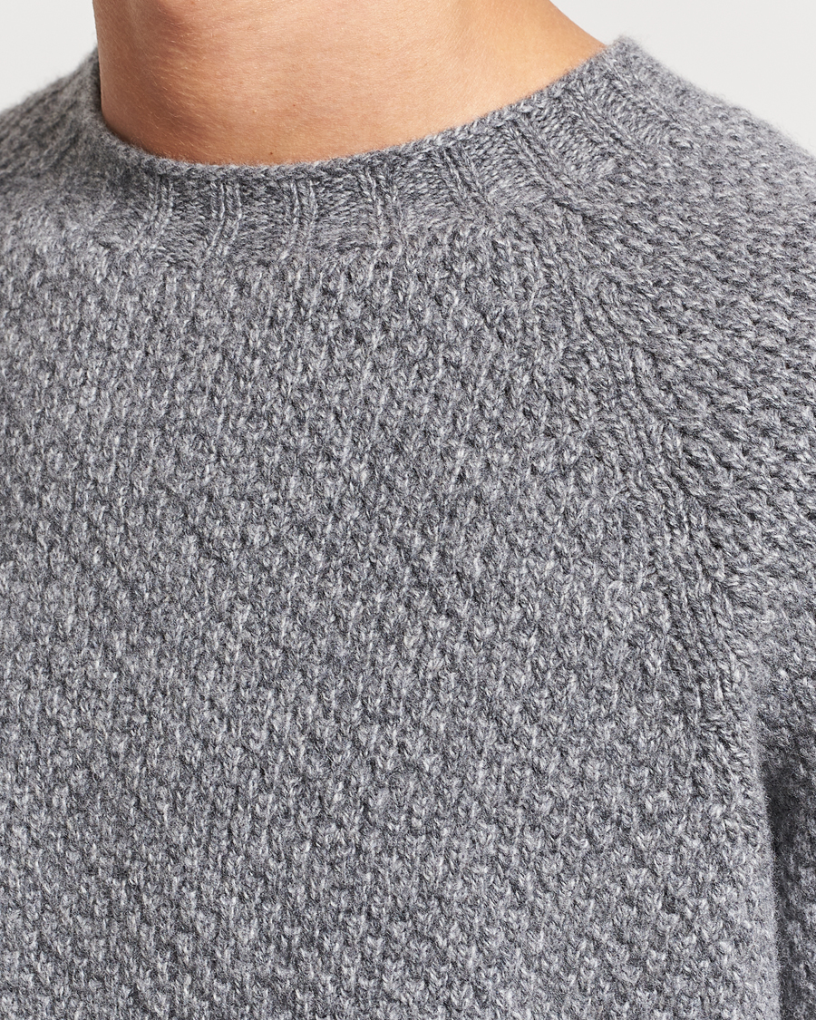 Herren | Pullover | Sunspel | Textured Lambswool Jumper Mid Grey Twist