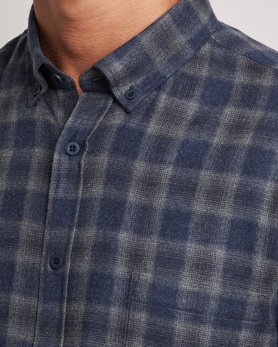 Herren | Hemden | Sunspel | Brushed Cotton Flannel Shirt Grey/Blue Check