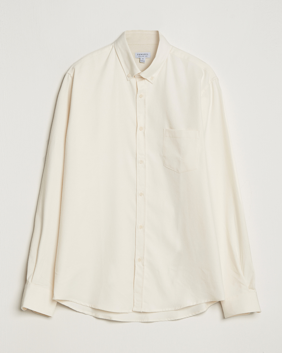 Herren | Hemden | Sunspel | Brushed Cotton Flannel Shirt Ecru