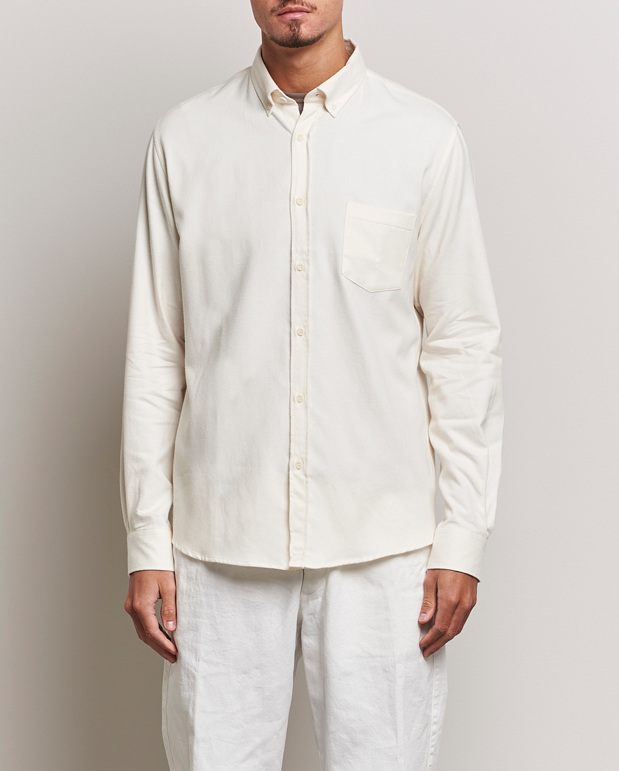 Herren | Hemden | Sunspel | Brushed Cotton Flannel Shirt Ecru